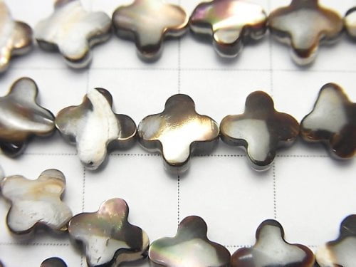 Perlmutt MOP Braun Blumenmotiv 8x8x3mm 1strang Perlen (ca. 15 Zoll / 38 cm)