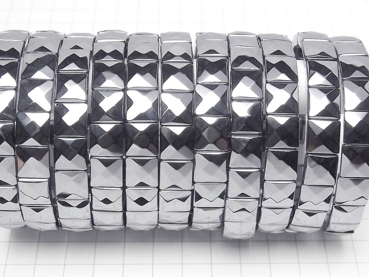 Terahertz 2-Hole Faceted Square 10x10x5mm 1-Strand (Bangle Bracelet)