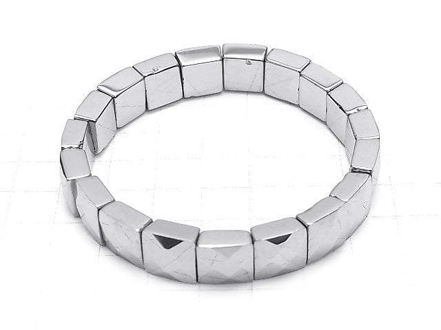 Terahertz 2-Loch Facettiert Quadrat 10x10x5mm Armband