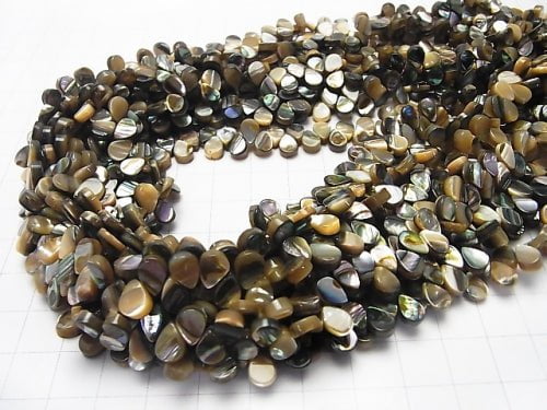 Abalone Shell Pear shape 7x5x2mm half or 1strand beads (aprx.15inch/38cm)