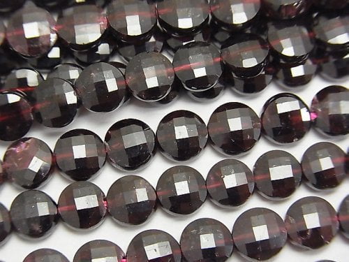 Coin, Garnet Gemstone Beads