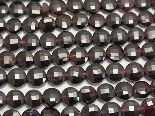 High Quality! 1strand $13.99! Garnet AA++ Faceted Coin 6x6x3mm 1strand beads (aprx.15inch/37cm)