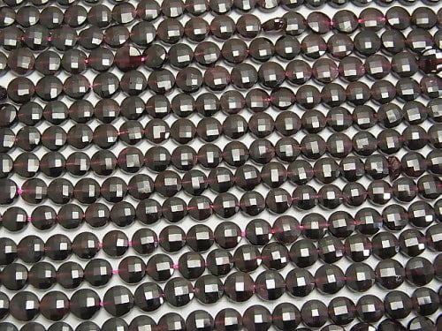 High Quality! 1strand $13.99! Garnet AA++ Faceted Coin 6x6x3mm 1strand beads (aprx.15inch/37cm)