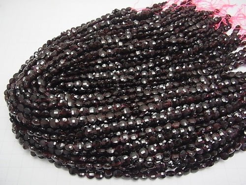 High Quality! 1strand $13.99! Garnet AA++ Faceted Coin 6x6x3mm 1strand beads (aprx.15inch/37cm)