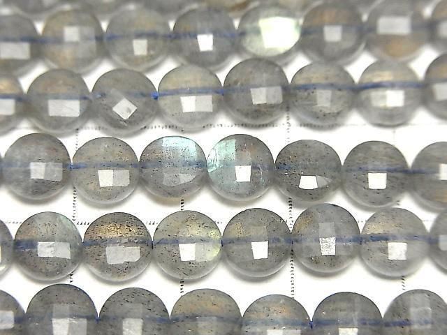 High Quality! Labradorite AA++ Faceted Coin 6x6x3.5mm 1strand beads (aprx.15inch/36cm)