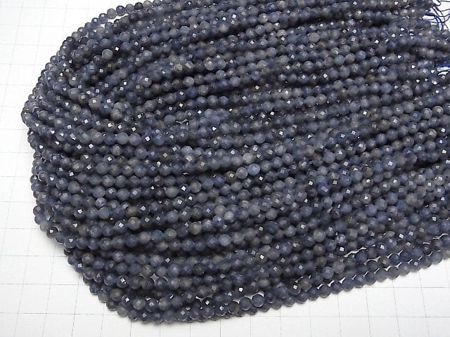 Hochwertig! Sri Lankischer Saphir AA+ Facettiert Rund 4mm halb oder 1strang Perlen (ca. 15 Zoll / 36 cm)