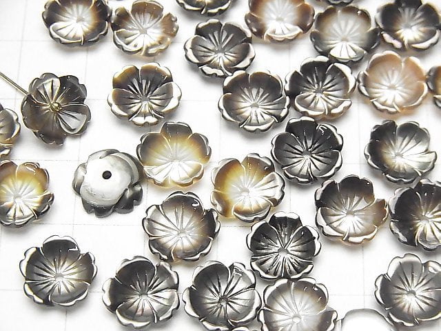 Hochwertige schwarze Muschel (Schwarzlippen-Auster) AAA solide Blume 10mm zentrales Loch 4Stück $4.19!