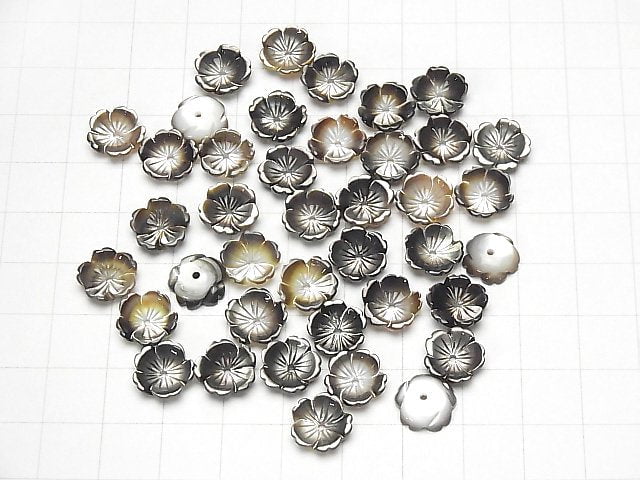 Hochwertige schwarze Muschel (Schwarzlippen-Auster) AAA solide Blume 10mm zentrales Loch 4Stück $4.19!