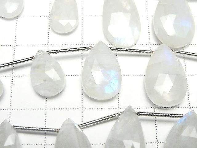 高品質彩虹月光石 AA++ 梨形刻面水滴珠 1串珠子(9顆)