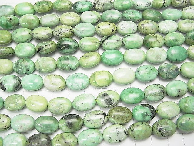 蒙古瓦麗石橢圓形 14x10mm 半串或 1 串珠子 (約 15 英吋/38 公分)