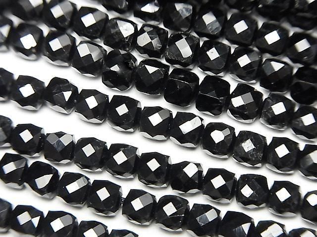 High Quality! Black Tourmaline AAA - Cube Shape 4x4x4mm 1-Strand Beads (approx. 15 inches/37 cm)