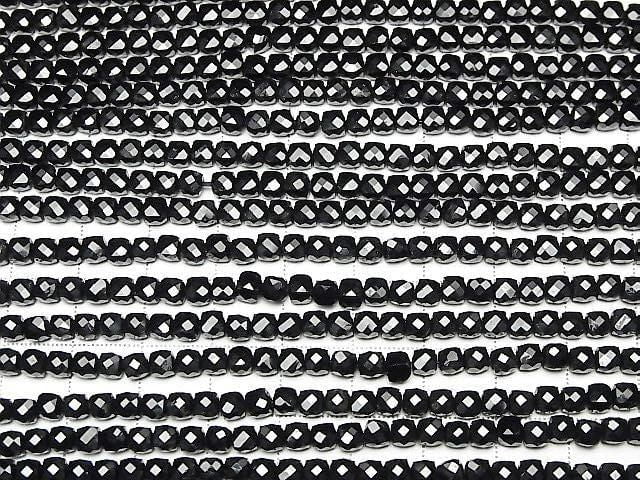 High Quality! Black Tourmaline AAA - Cube Shape 4x4x4mm 1-Strand Beads (approx. 15 inches/37 cm)