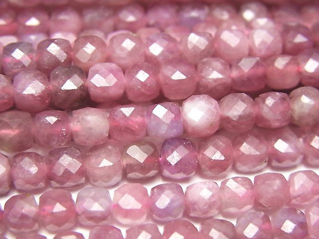 Hochwertig! Rosa Turmalin AA++ Würfelform 4x4x4mm 1strang Perlen (ca. 15 Zoll / 38 cm)