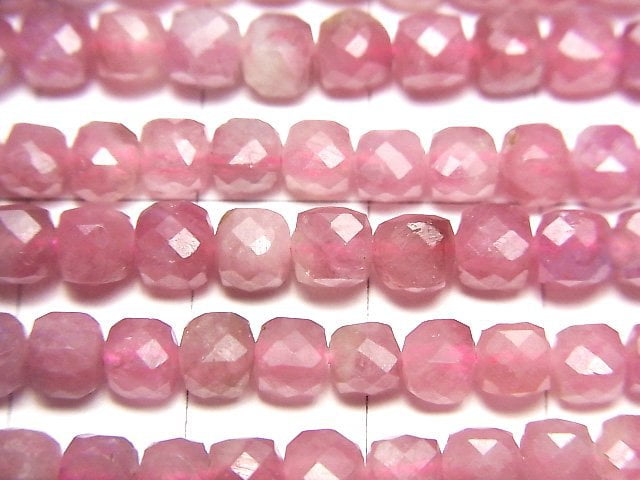Hochwertig! Rosa Turmalin AA++ Würfelform 4x4x4mm 1strang Perlen (ca. 15 Zoll / 38 cm)