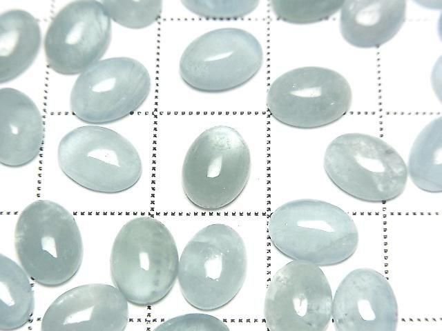Namibia Aquamarin AAA- Oval Cabochon 8x6mm 2 Stück