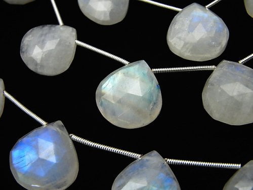 Chestnut Shape, Faceted Briolette, Rainbow Moonstone Gemstone Beads