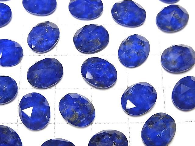 Lapislazuli x Kristall AAA Oval Rose Cut 10x8mm 2Stück