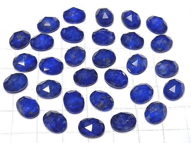 Lapislazuli x Kristall AAA Oval Rose Cut 10x8mm 2Stück