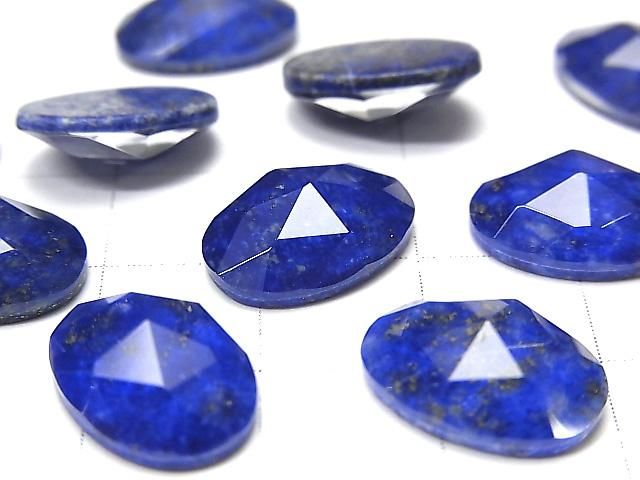 Lapislazuli x Kristall AAA Oval Rose Cut 14x10mm 2Stück
