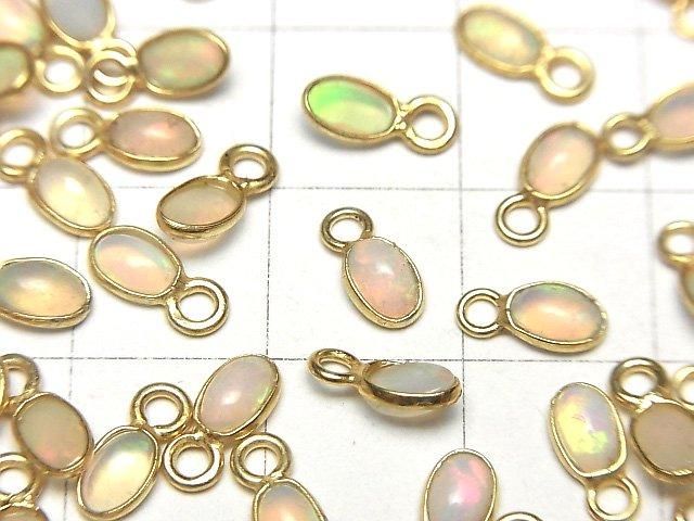 Hochwertiger äthiopischer Opal AA++ Zargenfassung oval 5,5x3,5mm 18KGP 3 Stück