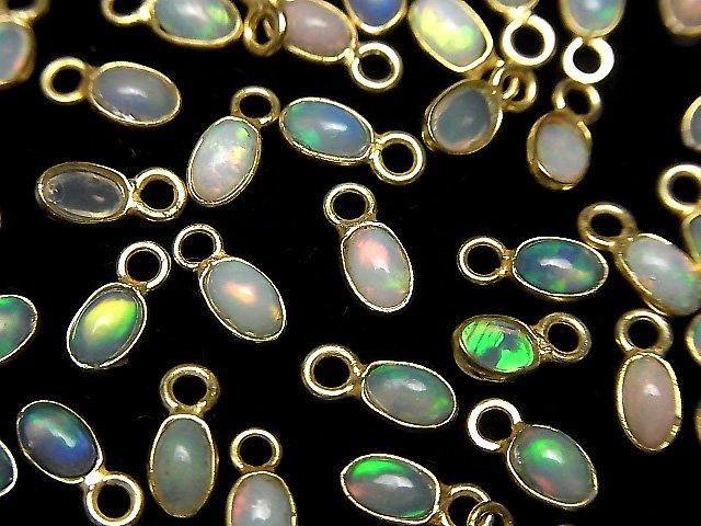 Hochwertiger äthiopischer Opal AA++ Zargenfassung oval 5,5x3,5mm 18KGP 3 Stück