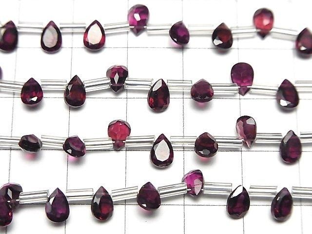 Hochwertiger Rhodolith Granat AAA birnenförmig facettiert 6x4mm halb oder 1 Strang Perlen (18 Stück)