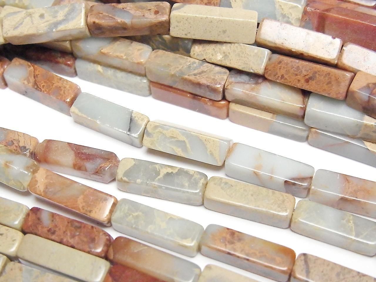 印象碧玉四切面刻面管珠 13x4x4毫米 1串(約15英吋/37公分)
