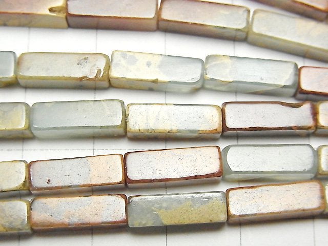 Impression-Jaspis 4 facettierte Röhren 13x4x4mm 1 Strang Perlen (ca. 15 Zoll / 37cm)