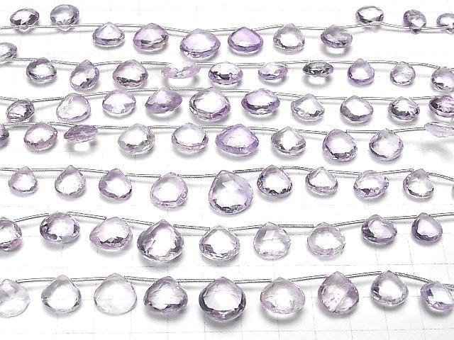 Hochwertiger rosa Amethyst AAA Kastanie facettierte Briolette 1Strang Perlen (12 Stück)