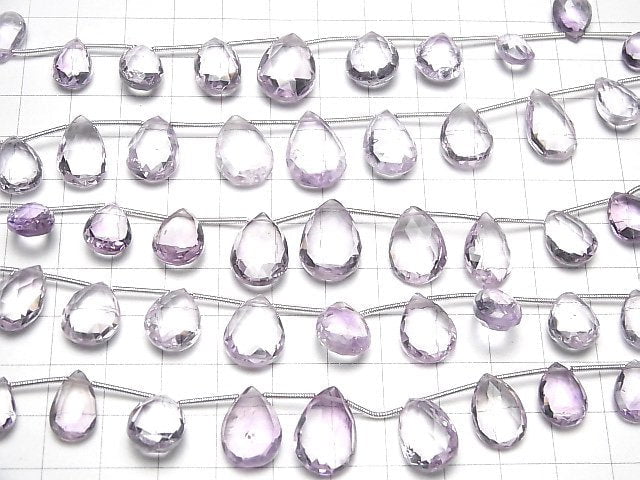 Hochwertiger rosa Amethyst AAA Birnenform facettierte Briolette 1Strang