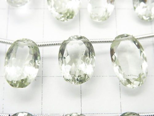 Hochwertiger grüner Amethyst AAA oval facettiert 1Strang Perlen (ca. 6 Zoll / 16 cm)