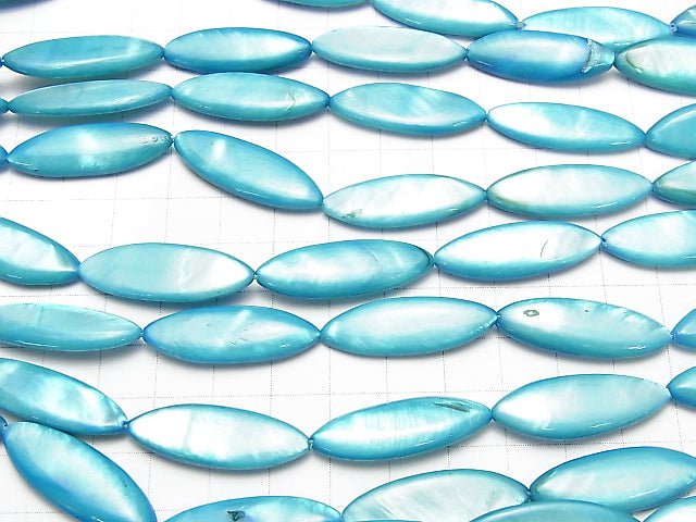 Blaue Muschel Marquise 30x10x4mm 1strang Perlen (ca. 14 Zoll / 34 cm)