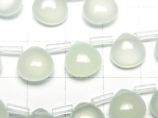 Hochwertiger hellgrüner Chalcedon AAA Kastanie (glatt) 10x10mm halb oder 1Strang Perlen (ca. 7 Zoll/17 cm)