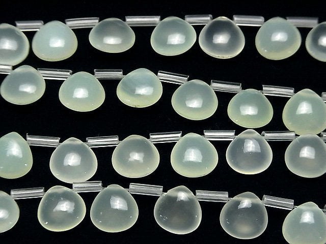 Hochwertiger hellgrüner Chalcedon AAA Kastanie (glatt) 10x10mm halb oder 1Strang Perlen (ca. 7 Zoll/17 cm)