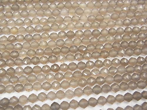 High Quality! Gray Onyx AAA Star Faceted Round 6mm 1strand beads (aprx.15inch / 38cm)