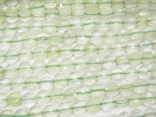 Diamond Cut! 1strand $7.79! Prehnite AA++ Faceted Coin 4x4x2mm 1strand (aprx.15inch/37cm)