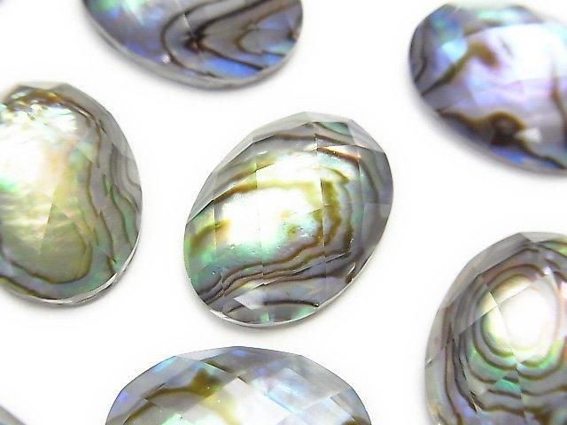 Abalone-Schale x Kristall AAA- Oval Facettiert Cabochon 18x13mm 2Stücke