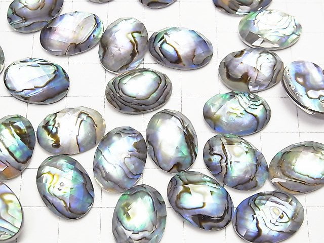 Abalone-Schale x Kristall AAA- Oval Facettiert Cabochon 18x13mm 2Stücke