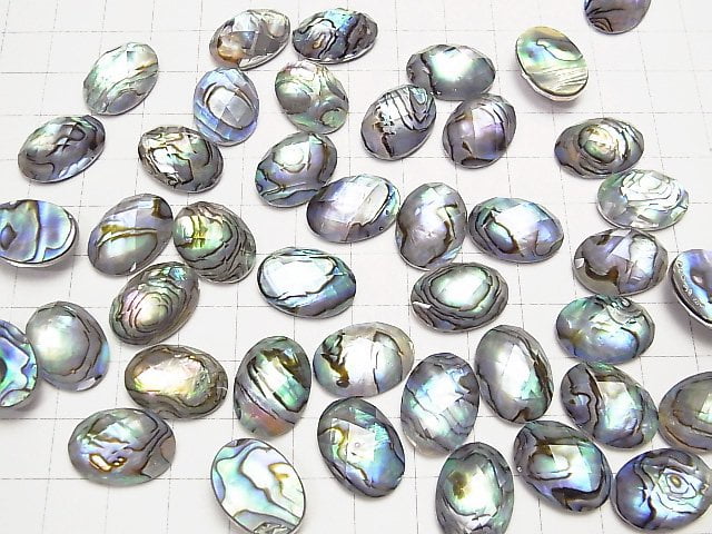 Abalone-Schale x Kristall AAA- Oval Facettiert Cabochon 18x13mm 2Stücke