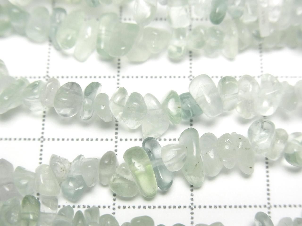 Perles de fluorine verte AA++ (petites pépites) 1 fil (environ 86 cm)