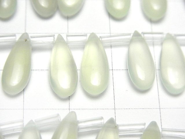 Hochwertiger Hellgrüner Chalcedon AAA Birnenform (Glatt) 15x6mm halbe oder 1Strang Perlen (ca. 6 Zoll / 14 cm)