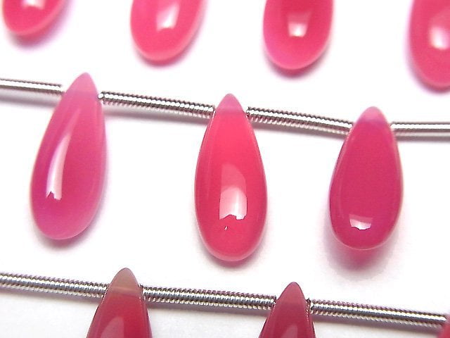 Hochwertiger Fuchsia Rosa Chalcedon AAA Birnenform (Glatt) 15x6mm 1Strang Perlen (12Stk)