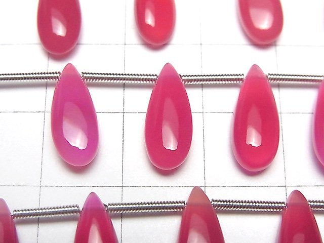 Hochwertiger Fuchsia Rosa Chalcedon AAA Birnenform (Glatt) 15x6mm 1Strang Perlen (12Stk)