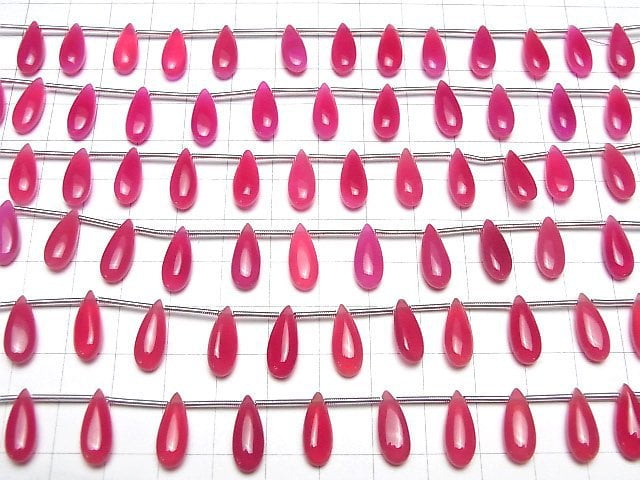 Hochwertiger Fuchsia Rosa Chalcedon AAA Birnenform (Glatt) 15x6mm 1Strang Perlen (12Stk)