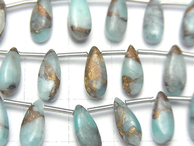 Kupfer Amazonit AAA Birnenform (Glatt) 12x5mm halb oder 1strang Perlen (15 Stück)