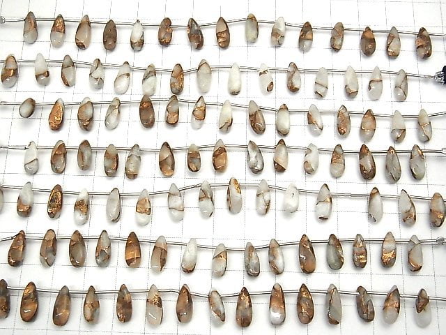 Copper Calcite AAA Pear shape (Smooth) 12x5mm half or 1strand (12pcs )
