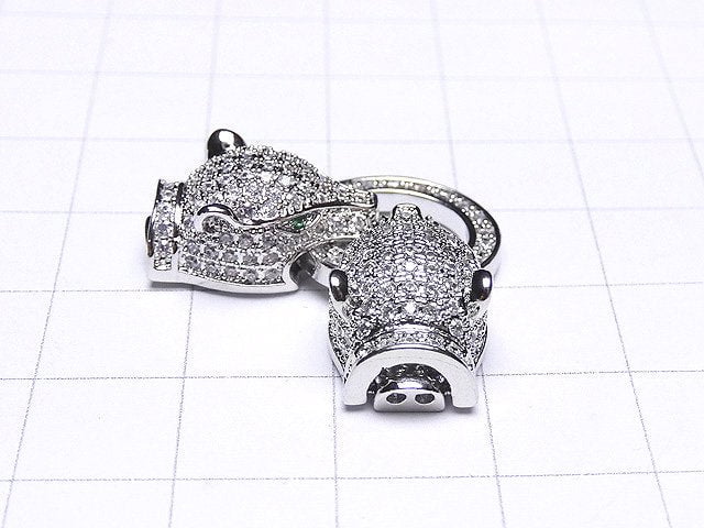 Metallteile Leopard-Motiv mit CZ-Verschluss Silberfarbe 1 Stück