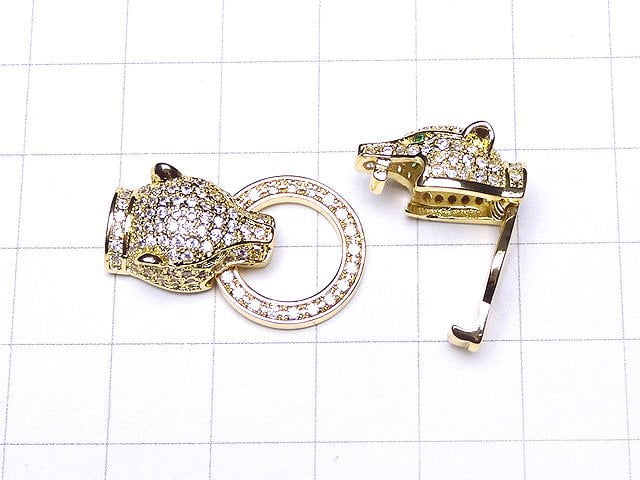 Metallteile Leopard-Motiv mit CZ-Verschluss Goldfarbe 1 Stück