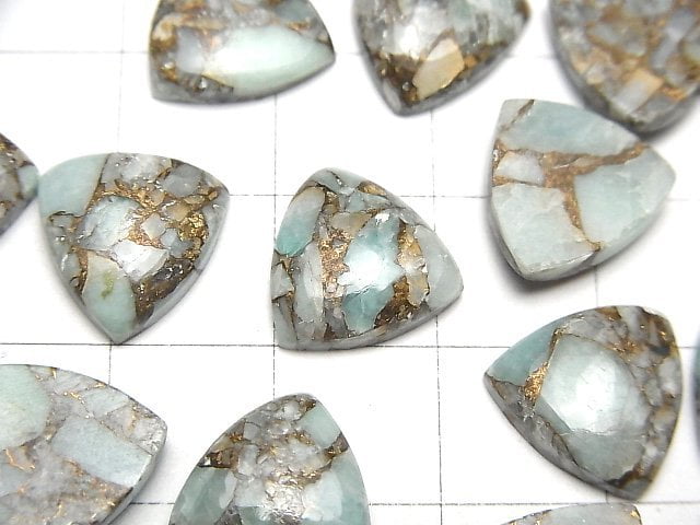 Kupfer-Amazonit AAA dreieckiger Cabochon 12x12 mm 4 Stück