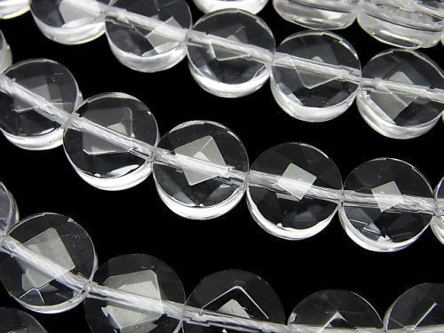 Coin, Crystal Quartz Gemstone Beads